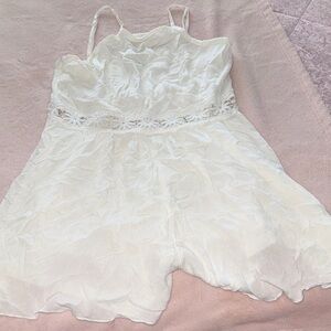 SHEIN White Lace Trim Jumpsuit